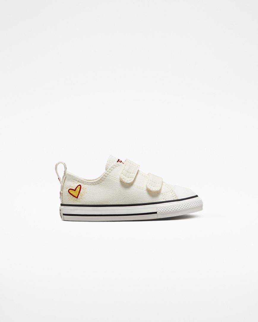 Tenis Converse Chuck Taylor All Star Easy-On Hearts Cano Baixo Menina Branco Vermelhas Escuro | PT B03905T